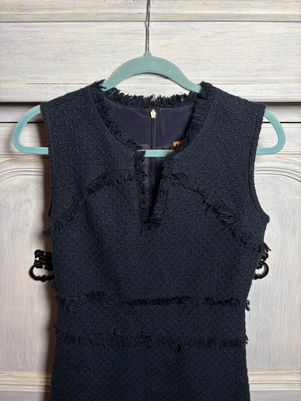 Tory Burch Navy Tweed Natalie Sheath Dress Preppy Resortwear Quiet Luxury - Picture 4 of 9